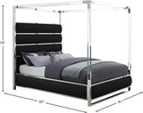 Encore Modern Canopy Bed with Acrylic Posts and Padded Headboard for a Stylish Bedroom Upgrade