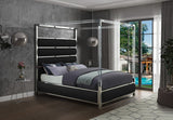 Encore Modern Canopy Bed with Acrylic Posts and Padded Headboard for a Stylish Bedroom Upgrade