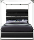 Encore Modern Canopy Bed with Acrylic Posts and Padded Headboard for a Stylish Bedroom Upgrade