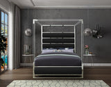 Encore Modern Canopy Bed with Acrylic Posts and Padded Headboard for a Stylish Bedroom Upgrade