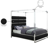 Encore Modern Canopy Bed with Acrylic Posts and Padded Headboard for a Stylish Bedroom Upgrade