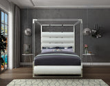Encore Modern Canopy Bed with Acrylic Posts and Padded Headboard for a Stylish Bedroom Upgrade