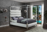 Encore Modern Canopy Bed with Acrylic Posts and Padded Headboard for a Stylish Bedroom Upgrade