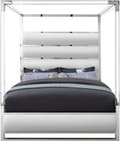 Encore Modern Canopy Bed with Acrylic Posts and Padded Headboard for a Stylish Bedroom Upgrade