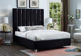 Enzo Velvet Bed – Glamorous Chrome Channel Design for a Modern Bedroom, Easy Assembly, No Box Spring Needed