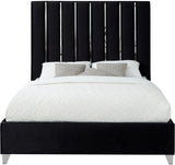 Enzo Velvet Bed – Glamorous Chrome Channel Design for a Modern Bedroom, Easy Assembly, No Box Spring Needed