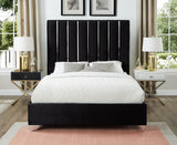 Enzo Velvet Bed – Glamorous Chrome Channel Design for a Modern Bedroom, Easy Assembly, No Box Spring Needed