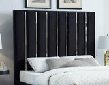Enzo Velvet Bed – Glamorous Chrome Channel Design for a Modern Bedroom, Easy Assembly, No Box Spring Needed