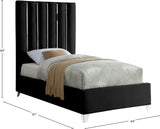 Enzo Velvet Bed – Glamorous Chrome Channel Design for a Modern Bedroom, Easy Assembly, No Box Spring Needed