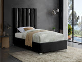 Enzo Velvet Bed – Glamorous Chrome Channel Design for a Modern Bedroom, Easy Assembly, No Box Spring Needed
