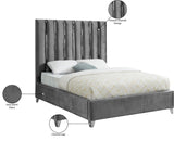 Enzo Velvet Bed – Glamorous Chrome Channel Design for a Modern Bedroom, Easy Assembly, No Box Spring Needed