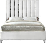 Enzo Velvet Bed – Glamorous Chrome Channel Design for a Modern Bedroom, Easy Assembly, No Box Spring Needed