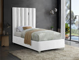 Enzo Velvet Bed – Glamorous Chrome Channel Design for a Modern Bedroom, Easy Assembly, No Box Spring Needed