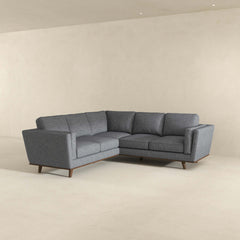 Erman Mid-Century Modern Pillow Back Corner Sofa in Dark Gray