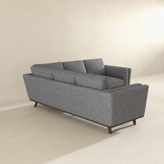 Erman Mid-Century Modern Pillow Back Corner Sofa in Dark Gray