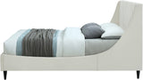 Eva Velvet Contemporary Bed with Wingback Headboard, Deep Tufting & Stylish Black Wood Legs