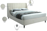 Eva Velvet Contemporary Bed with Wingback Headboard, Deep Tufting & Stylish Black Wood Legs