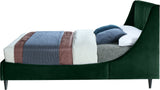 Eva Velvet Contemporary Bed with Wingback Headboard, Deep Tufting & Stylish Black Wood Legs