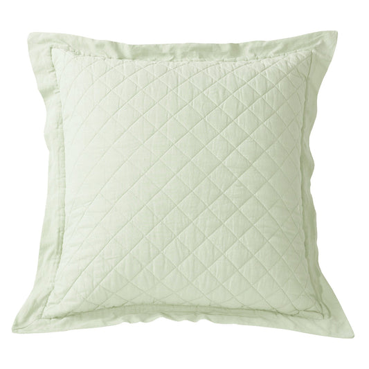 Linen Cotton Diamond Quilted Euro Sham, Seafoam