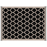 Outsunny Outdoor Rug 9x12 Modern Reversible Folding Plastic Four Straps for Backyard Deck Picnic Camping Black Beige