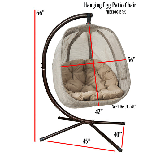 Hanging Egg Patio Chair - Bark