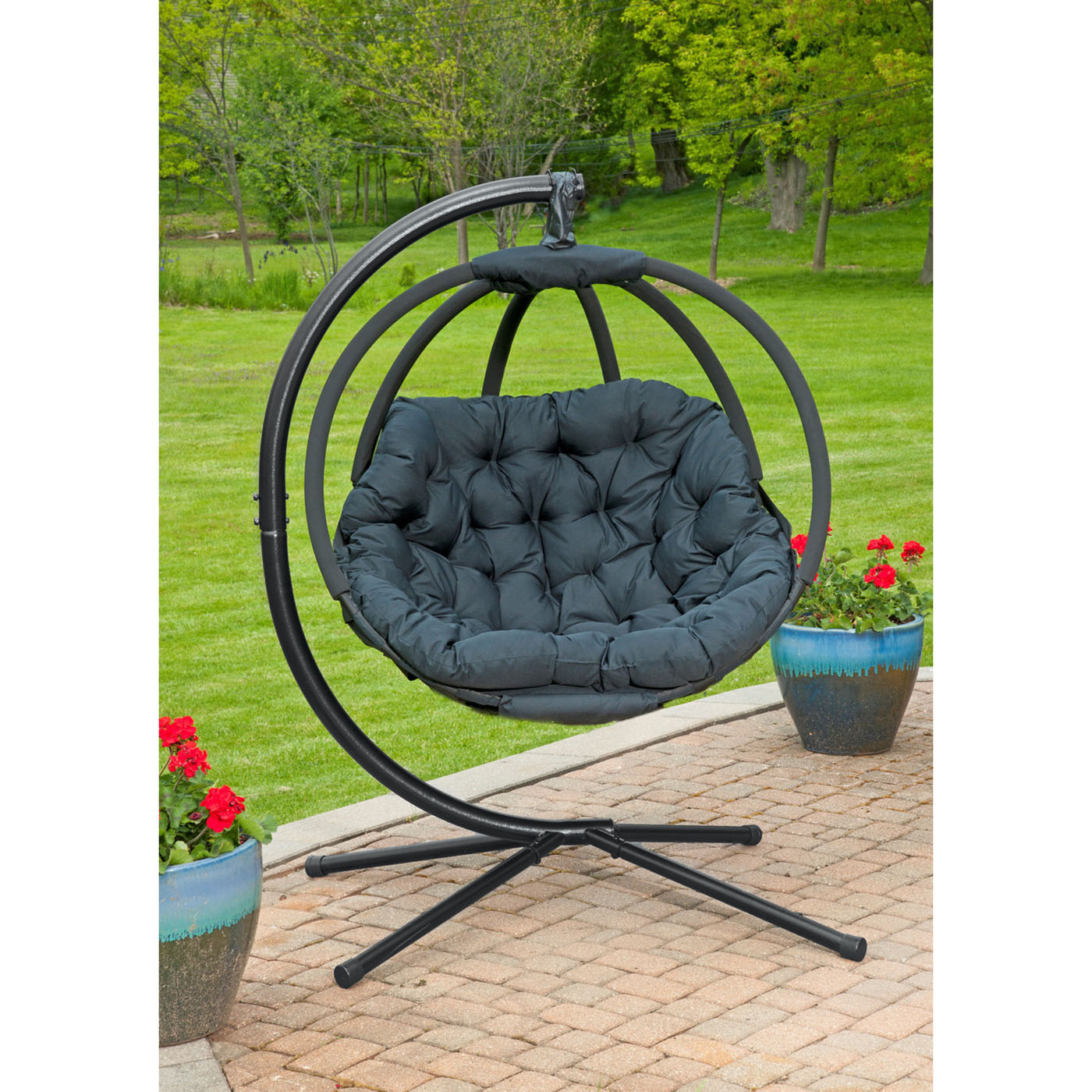 Hanging Ball Chair w/ Stand - Overland Black