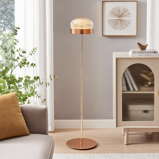Iron and Champagne Glass Floor Lamp // Rose Gold