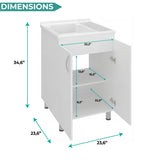 Foster Two Door Utility Tub and Sink, Freestanding Cabinet with 2 Interior Storager Shelves, Utility Sink for Laundry Rooms or Garage
