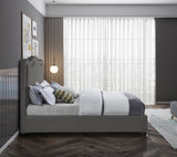 Felix Mid Century Modern Bed with Curved Headboard and Espresso Legs for Stylish Comfort and Elegance