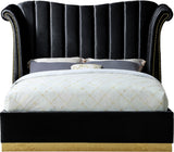 Flora Velvet Bed - Luxurious Upholstered Design with Gold Accents & Channel Tufted Headboard, Regal Style