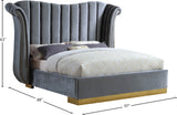Flora Velvet Bed - Luxurious Upholstered Design with Gold Accents & Channel Tufted Headboard, Regal Style