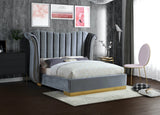 Flora Velvet Bed - Luxurious Upholstered Design with Gold Accents & Channel Tufted Headboard, Regal Style