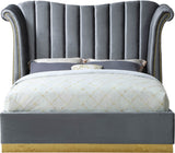Flora Velvet Bed - Luxurious Upholstered Design with Gold Accents & Channel Tufted Headboard, Regal Style