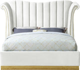 Flora Velvet Bed - Luxurious Upholstered Design with Gold Accents & Channel Tufted Headboard, Regal Style