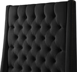 Fritz Velvet Bed - Elegant Contemporary Wingback Design with Dramatic Tufted Headboard & Nailheads