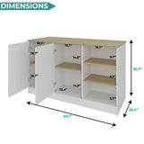 Ginger Kitchen Island with Spacious Countertop, Three Open Storage Shelves, Dual Cabinet Doors with Interior Shelves and Functional Floorstanding Design for Enhanced Organization, Meal Prep Efficiency and Modern Kitchen Appeal