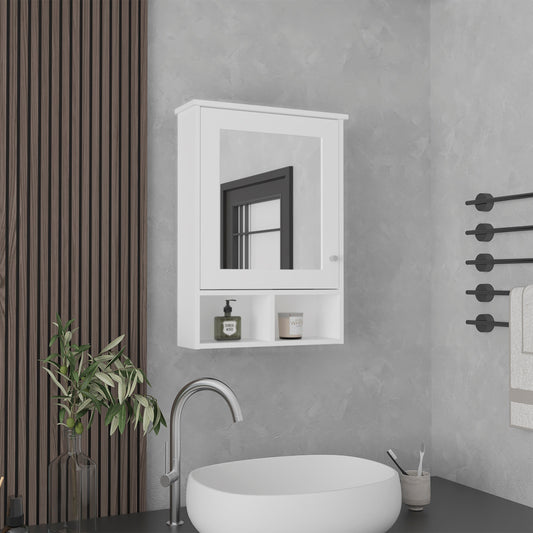 TUHOME Vina Medicine Cabinet with Mirrored Door, Three Concealed Interior Shelves and Two Open Lower Shelves, Wall-Mounted Organizer for Bathrooms, Kitchens or Mudrooms, Modern Space-Saving Storage for Daily Essentials