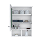 TUHOME Vina Medicine Cabinet with Mirrored Door, Three Concealed Interior Shelves and Two Open Lower Shelves, Wall-Mounted Organizer for Bathrooms, Kitchens or Mudrooms, Modern Space-Saving Storage for Daily Essentials