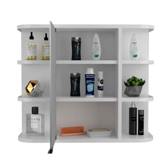 Roma Mirrored Medicine Cabinet, Six External Shelves, Three Inerior Shelves