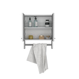 TUHOME Optim Medicine Cabinet with Two Interior Shelves and Integrated Towel Holder, Compact Wall-Mounted Storage Organizer for Bathrooms, Kitchens or Mudrooms, Space-Saving Solution for Toiletries and Everyday Essentials