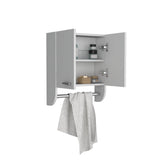 TUHOME Optim Medicine Cabinet with Two Interior Shelves and Integrated Towel Holder, Compact Wall-Mounted Storage Organizer for Bathrooms, Kitchens or Mudrooms, Space-Saving Solution for Toiletries and Everyday Essentials