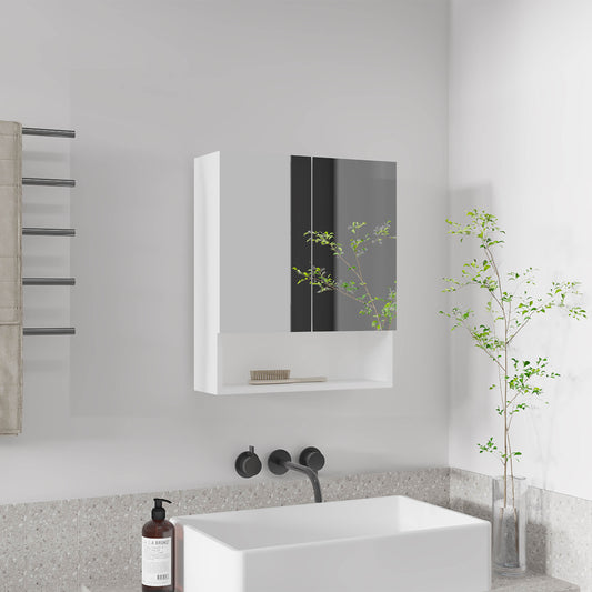 Wanna 23" High Double Door Medicine Cabinet with Three Storage Shelves, Wall-Mounted Bathroom Organizer with Adjustable Interior Shelves and Open Display Shelf, Modern Bathroom Storage Solution