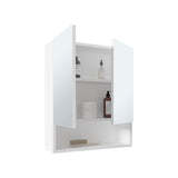 Wanna 23" High Double Door Medicine Cabinet with Three Storage Shelves, Wall-Mounted Bathroom Organizer with Adjustable Interior Shelves and Open Display Shelf, Modern Bathroom Storage Solution