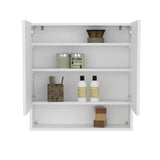 Double-Door Medicine Cabinet with Mirrored Doors and Interior Shelves, Sleek Bathroom Storage Solution for Toiletries, Cosmetics, and Personal Care Items, Stylish Design with Convenient Grooming Surface