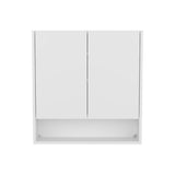 Double-Door Medicine Cabinet with Mirrored Doors and Interior Shelves, Sleek Bathroom Storage Solution for Toiletries, Cosmetics, and Personal Care Items, Stylish Design with Convenient Grooming Surface