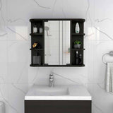 Tuhome Milan Medicine Cabinet with Six External Shelves, Mirror, Three Internal Shelves, Modern Bathroom Storage Solution