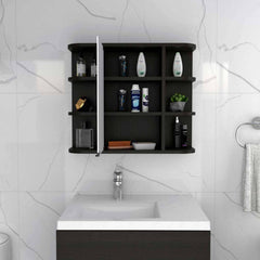 Roma Mirrored Medicine Cabinet, Six External Shelves, Three Inerior Shelves