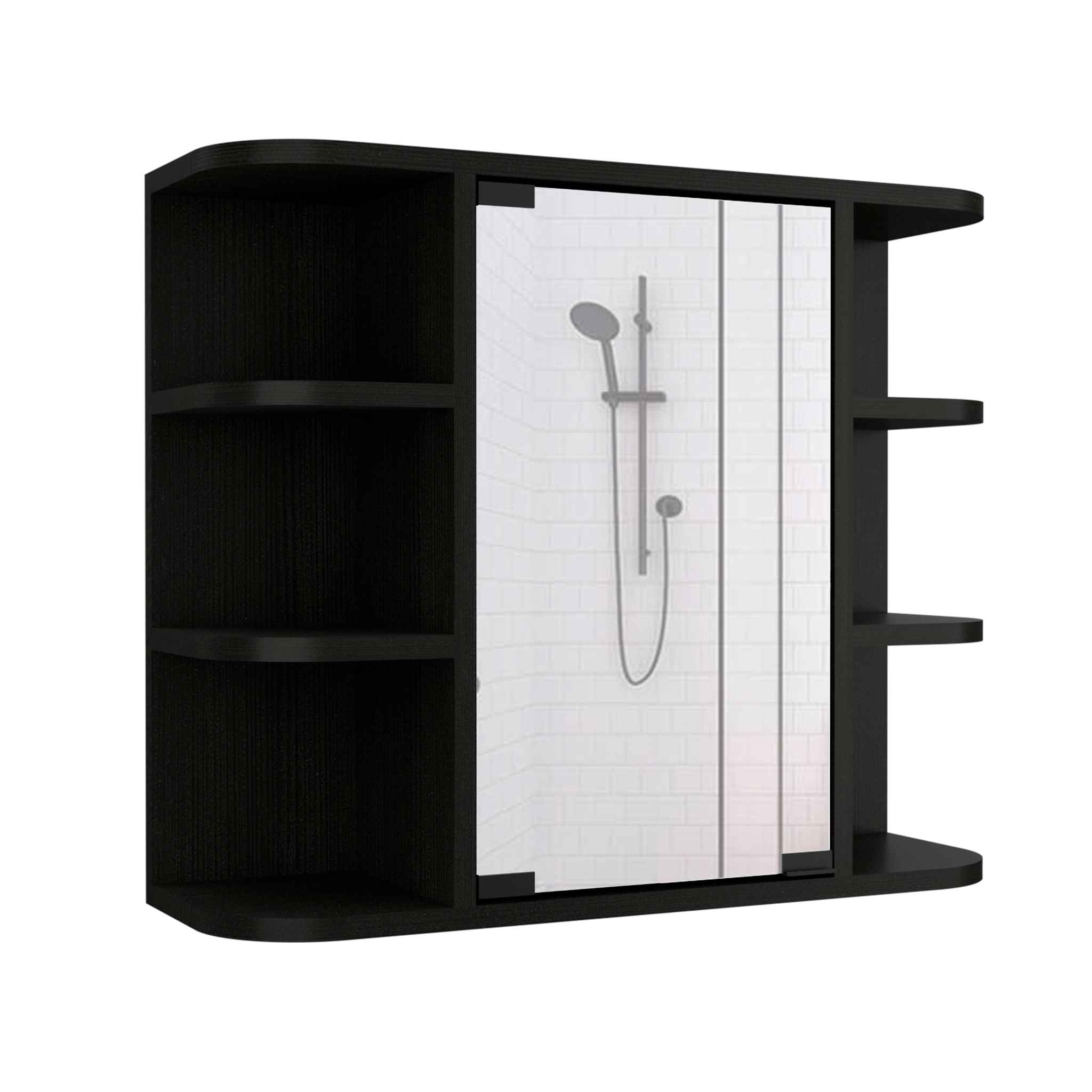 Roma Mirrored Medicine Cabinet, Six External Shelves, Three Inerior Shelves