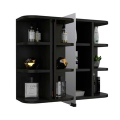 Roma Mirrored Medicine Cabinet, Six External Shelves, Three Inerior Shelves