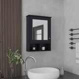TUHOME Vina Medicine Cabinet with Mirrored Door, Three Concealed Interior Shelves and Two Open Lower Shelves, Wall-Mounted Organizer for Bathrooms, Kitchens or Mudrooms, Modern Space-Saving Storage for Daily Essentials